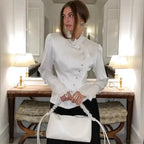 Ruffled White Long Sleeve Blouse
