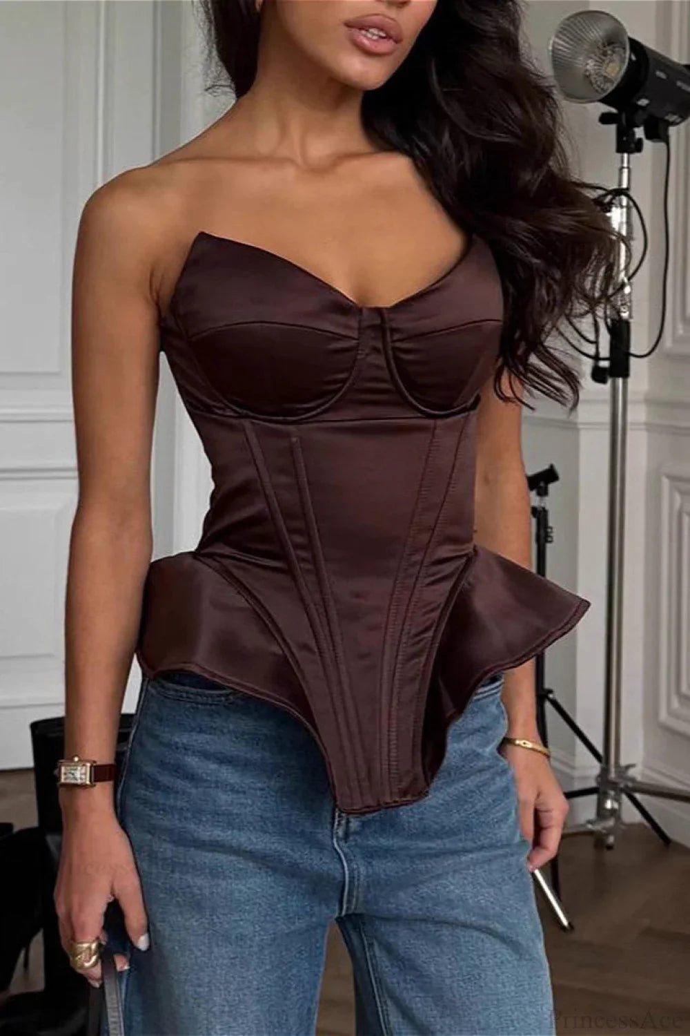 Satin Boned Fitted Bustier Corset