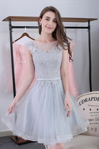 Scoop Sashes Applikationen Mini-Heimkehrkleid Kurze Ballkleider
