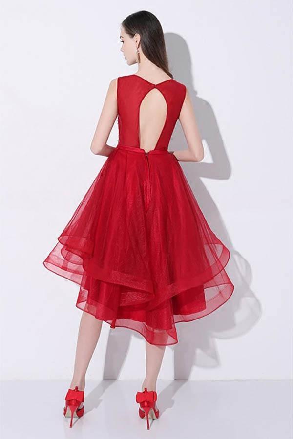 Sequins High Low Prom Homecoming Dress with Open Back