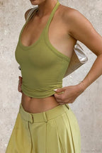Sexy Halter V Neck Solid Cami Top
