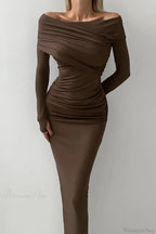 Sheath Off Shoulder Sleek Maxi Dress