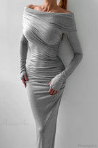 Sheath Off Shoulder Sleek Maxi Dress