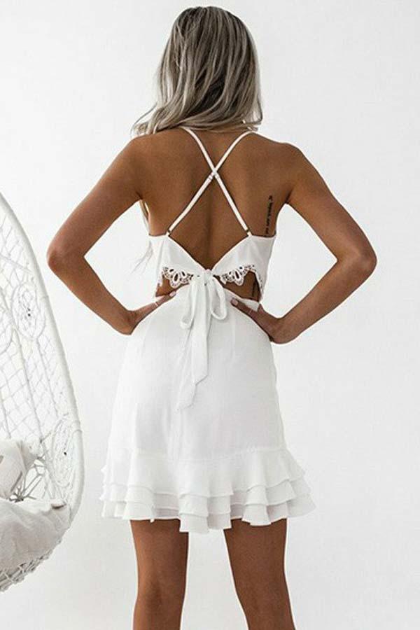 Scheide Spaghettiträger Plissiertes Satin-Heimkehrkleid