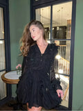 Sheer Lace Mesh Deep V Neck Blouse