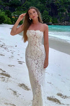 Sheer Lace Off Shoulder Elegant Maxi Dress