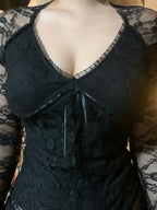 Sheer Lace V-neck Knit Top