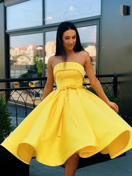 Short Strapless  Prom Dresses Formal Homecoming Dresses