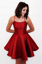 Simple A Line Cross Back Homecoming Dress with Pockets