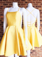 Simple A Line Cross Back Homecoming Dress with Pockets