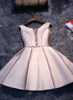 Simple A line Satin Short Prom Dress Homecoming Dress