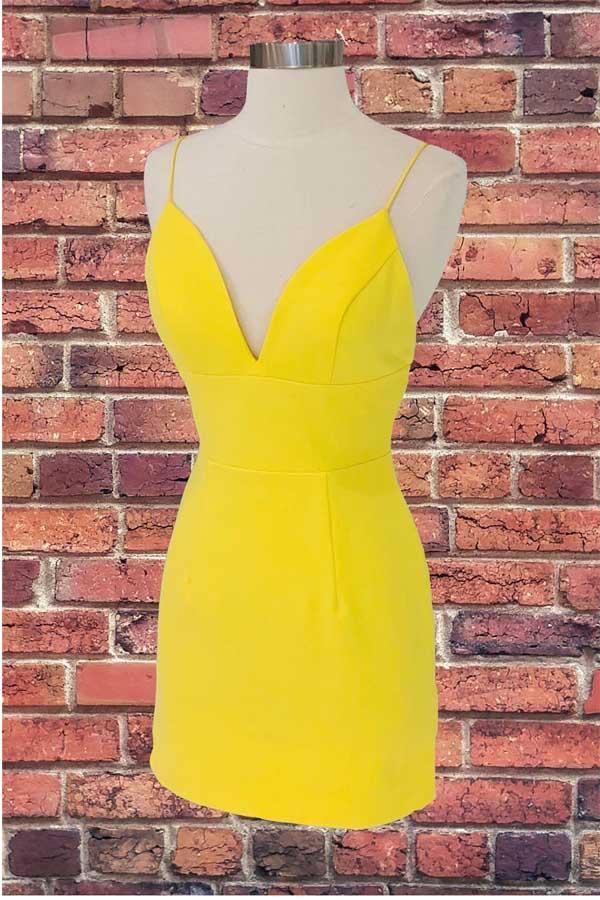 Simple Sheath V Neck Straps Mini Party Dress Homecoming Dress