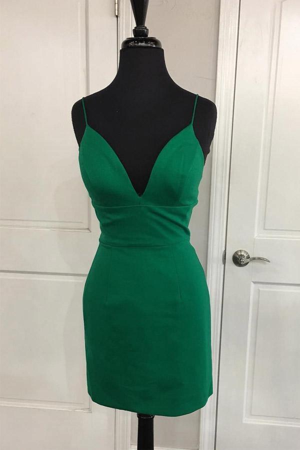Simple Sheath V Neck Straps Mini Party Dress Homecoming Dress