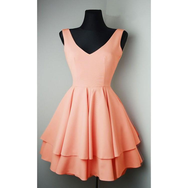 Simple V Neck Satin Pretty Homecoming Dresses Short Prom Dresses