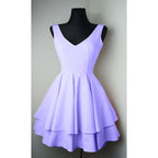 Simple V Neck Satin Pretty Homecoming Dresses Short Prom Dresses