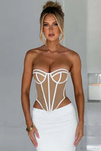 Slim Color Block Open Back Sexy Bustier Corset