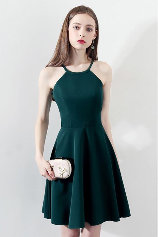 Schlankes Aline kurzes Partykleid Homecoming Kleider Neckholder