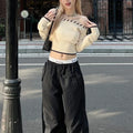 Slim Fit Korean Off-Shoulder Knitted Boat Neck Knit Top