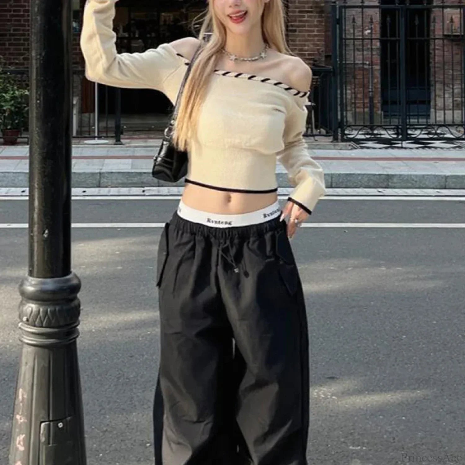 Slim Fit Korean Off-Shoulder Knitted Boat Neck Knit Top