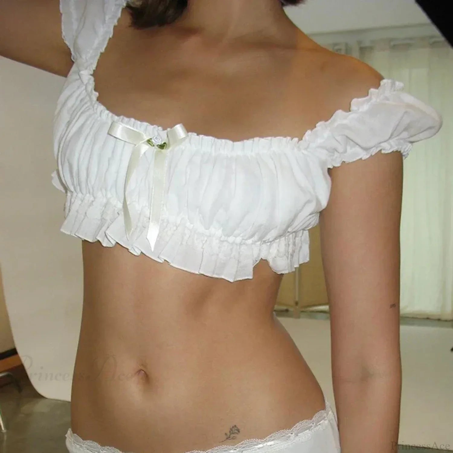 Slim Fit Off Shoulder Ruffle Top
