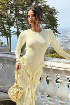 Slim Ruffled Hem Elegant Maxi Dress