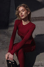 Smocked Round Neck Long Sleeve Slim Maxi Dress