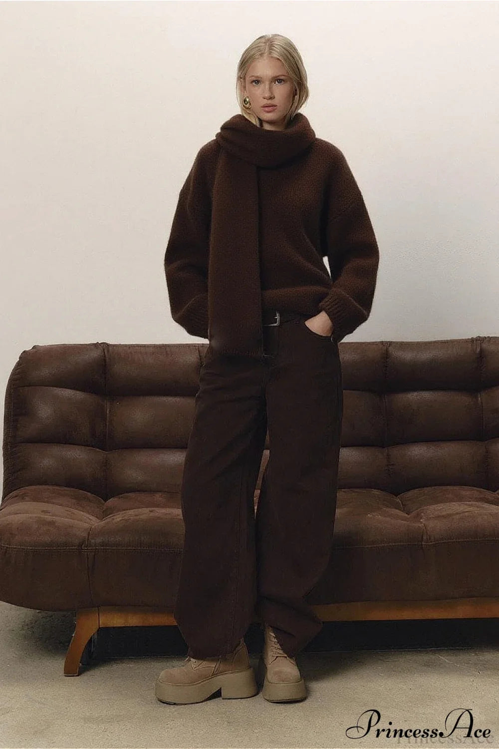 Soft Wool Crew Neck Loose Slouchy Sweater