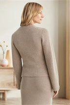 Solid Cinched Waist Elegant Minimal Cardigan Sweater