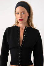 Solid Color Button Long Sleeve Slim Cardigan Sweater