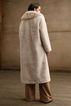 Solid Color Casual Furry Collar Faux Fur Overcoat