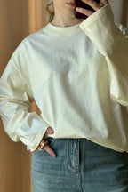 Solid Color Crew Neck Loose Casual Long Sleeve Tee