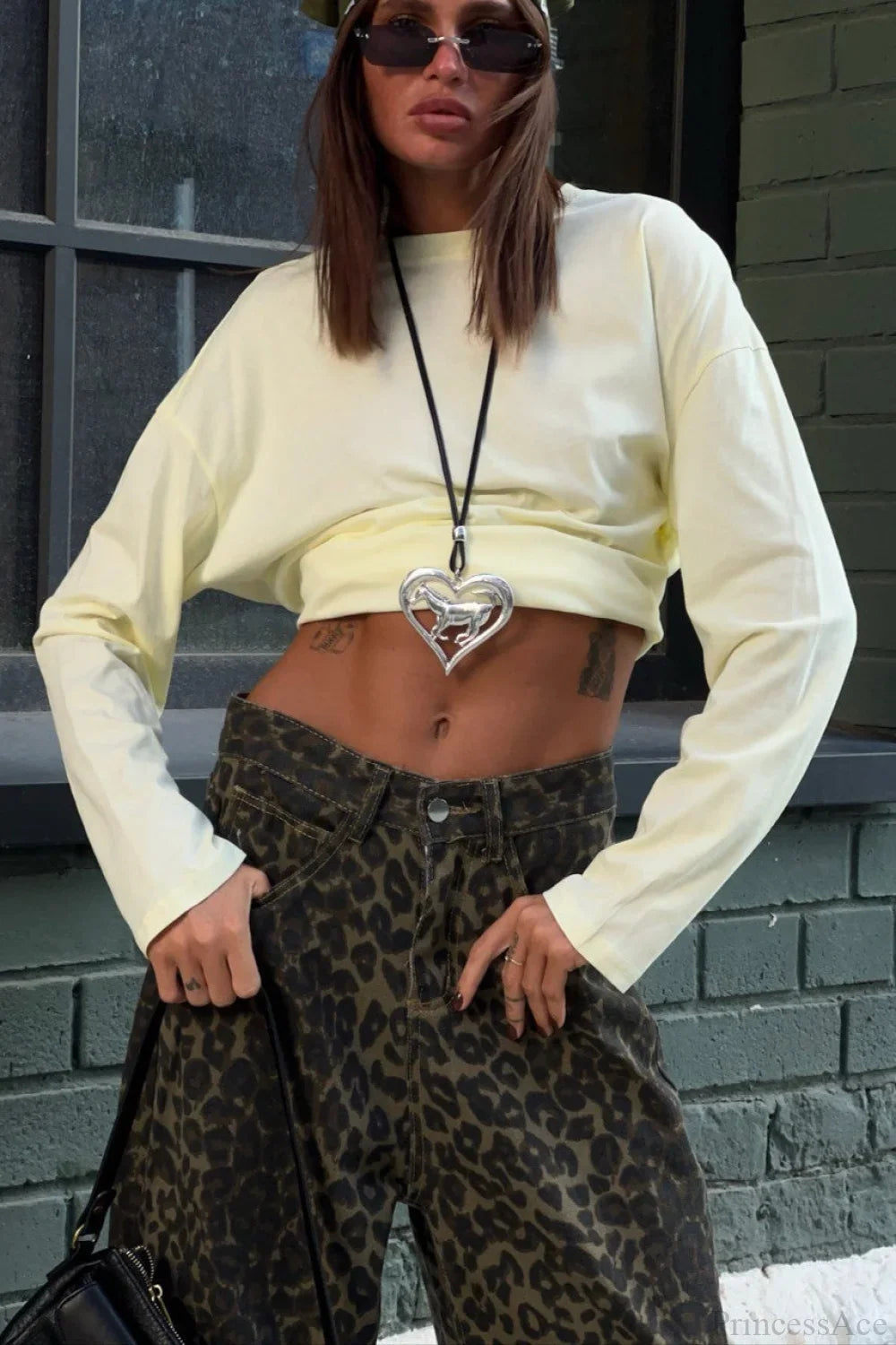 Solid Color Crew Neck Loose Casual Long Sleeve Tee