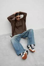 Solid Color Crew Neck Loose Casual Long Sleeve Tee