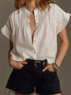 Solid Color Ruffle Short Sleeve Blouse