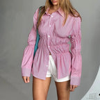 Solid Scrunched Collar Blouse