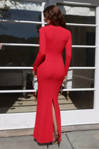 Spliced Lace Waist Cinched Bodycon Maxi Dress