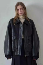 Spring Oversized Faux Leather Coat
