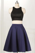 Straight Two Piece Sleeveless Knee-Length Homecoming Dress