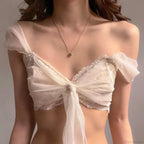 Strapless Lace Mesh Coquette Korean Aesthetic Tank