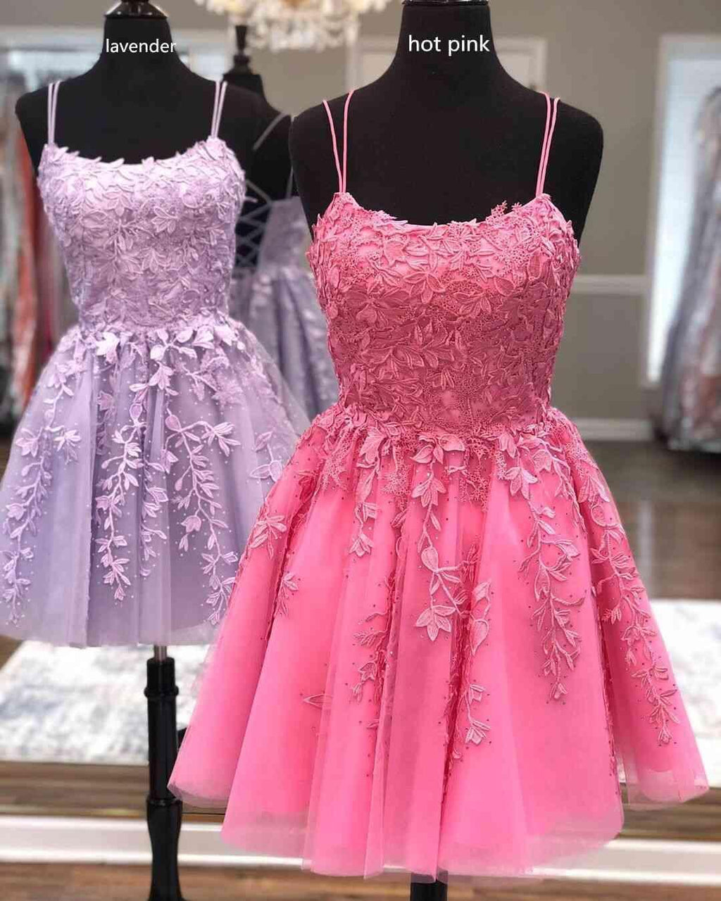 Träger Spitzen-Applikation Homecoming-Kleid Kurzes Ballkleid