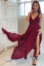 Vestido de fiesta de corte alto-bajo con tirantes y cuello de pico para la vuelta a casa