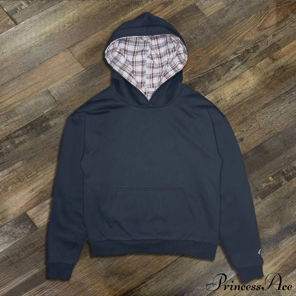 Street Style Reversible Plaid Hoodie