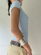 Striped Button-Up Slim Fit Blouse