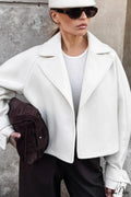 Stylish Notch-Lapel Loose Wool Short Coat