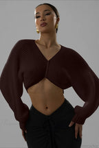 Stylish Sexy V-neck Cropped Sweater