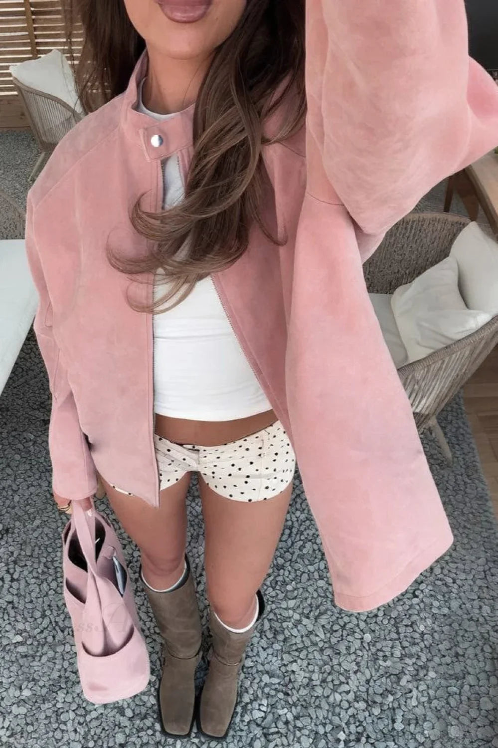 Suede Long Sleeve Elegant Casual Jacket