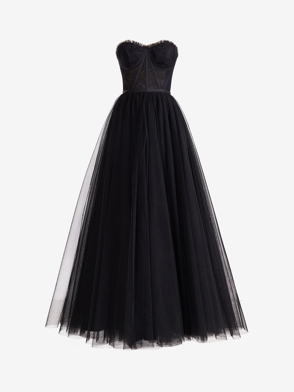 Vestido de fiesta de tul con escote en forma de corazón y abertura