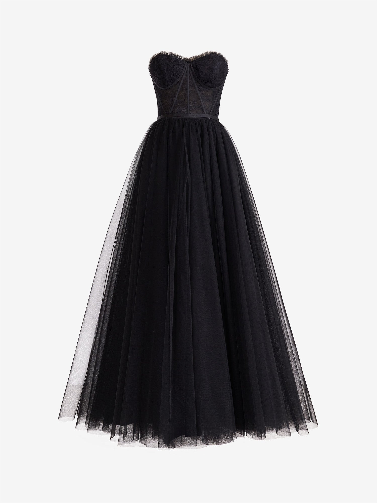 A-Linien-Abendkleid aus Tüll mit herzförmigem Ausschnitt und Schlitz