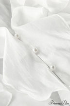 Tencel Ruffled V Neck Flared Sleeve Blouse