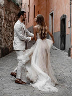 Vestidos de Novia de Tul Escote Corazón Minimalistas